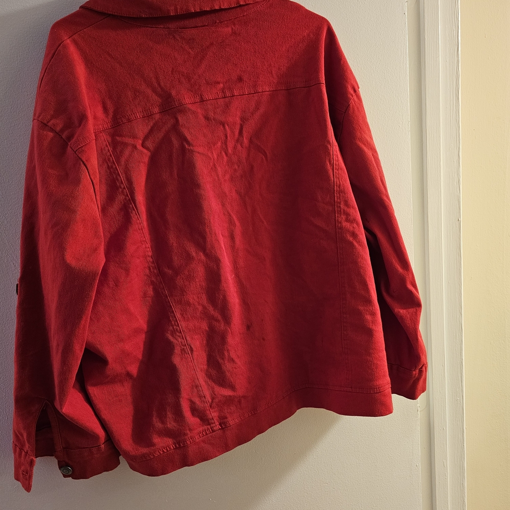 Red Button-Up Women's Jacket - Picture 3 of 3